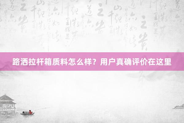 路洒拉杆箱质料怎么样？用户真确评价在这里