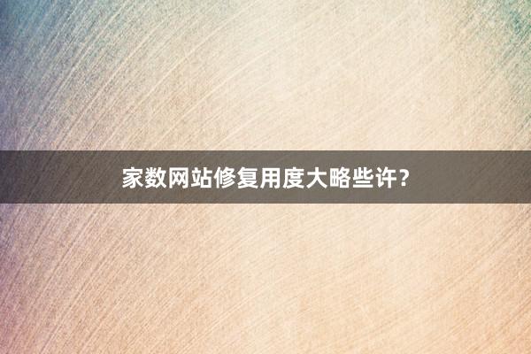 家数网站修复用度大略些许？
