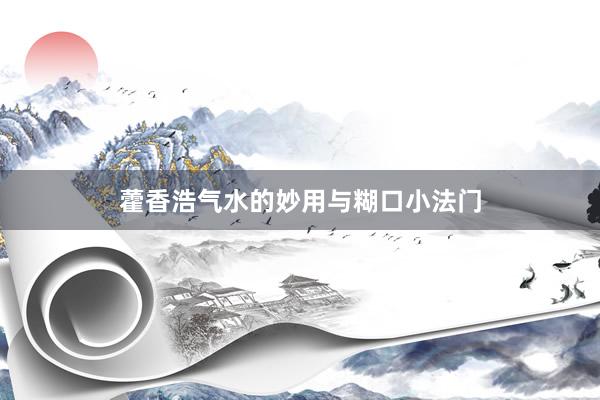 藿香浩气水的妙用与糊口小法门